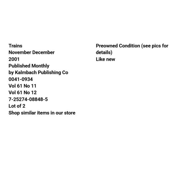 Vtg Lot 2 Trains November December 2001 Magazine Special Report 9-11-01 Collect - Picture 2 of 6